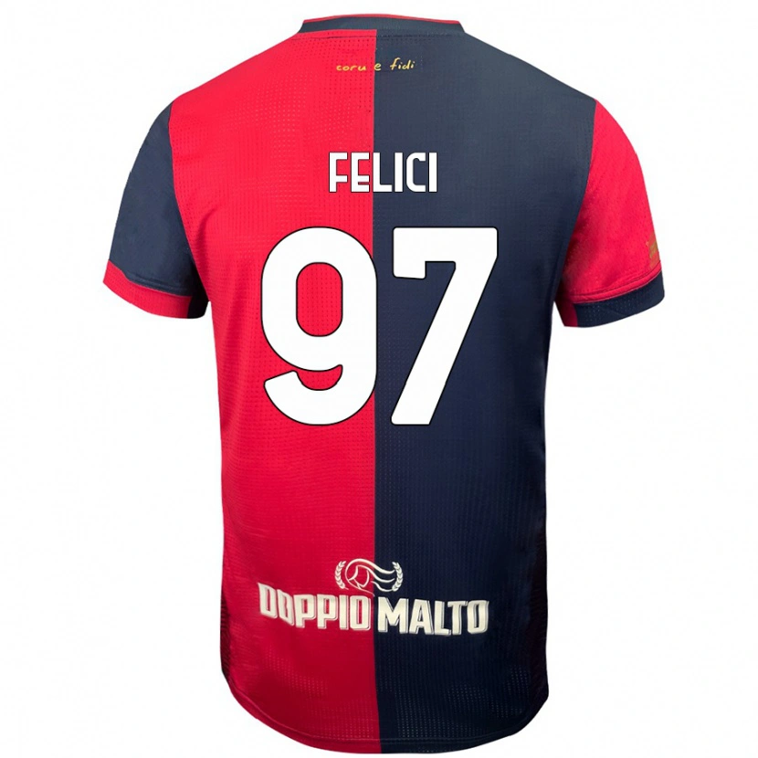 Danxen Mujer Camiseta Mattia Felici #97 Rojo Azul Más Oscuro 1ª Equipación 2024/25 La Camisa