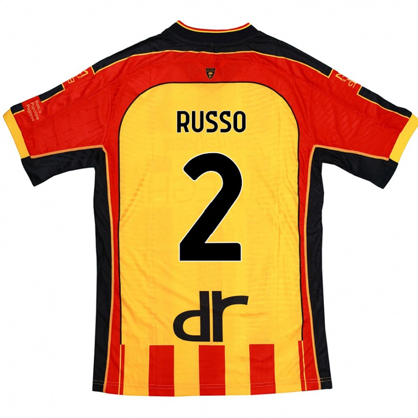 Danxen Mujer Camiseta Luca Russo #2 Amarillo Rojo 1ª Equipación 2024/25 La Camisa