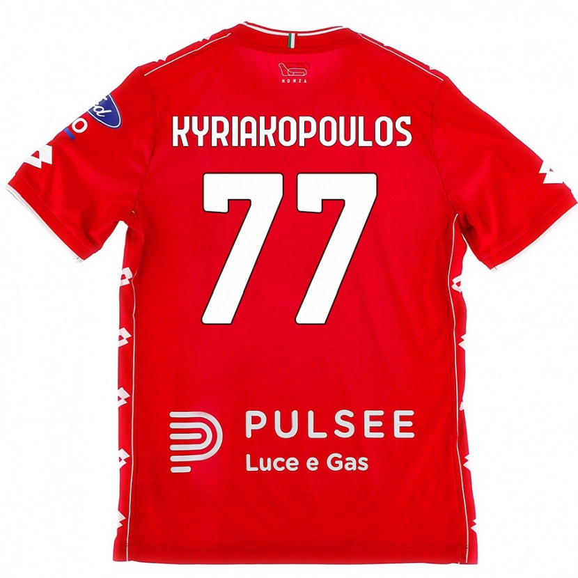 Danxen Mujer Camiseta Georgios Kyriakopoulos #77 Rojo Blanco 1ª Equipación 2024/25 La Camisa