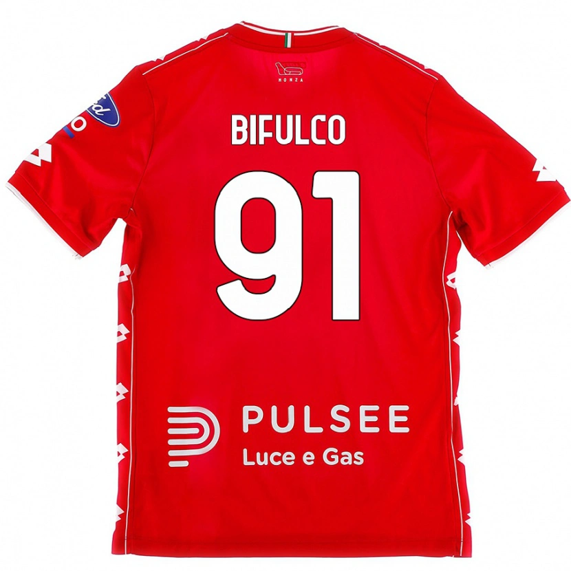 Danxen Mujer Camiseta Davide Bifulco #91 Rojo Blanco 1ª Equipación 2024/25 La Camisa