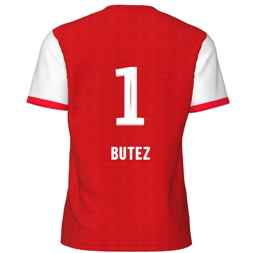 Danxen Mujer Camiseta Jean Butez #1 Rojo Blanco 1ª Equipación 2024/25 La Camisa