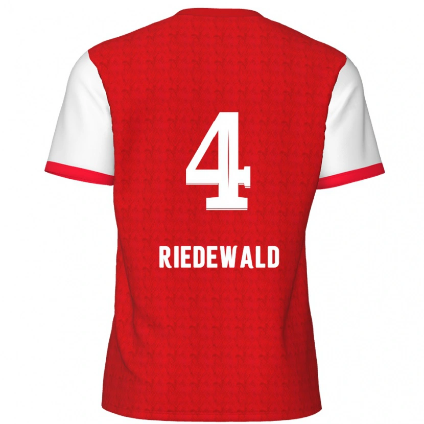 Danxen Mujer Camiseta Jairo Riedewald #4 Rojo Blanco 1ª Equipación 2024/25 La Camisa