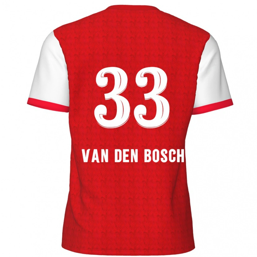 Danxen Mujer Camiseta Zeno Van Den Bosch #33 Rojo Blanco 1ª Equipación 2024/25 La Camisa