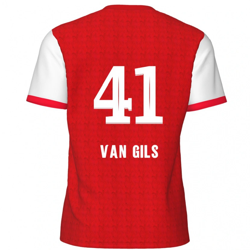 Danxen Mujer Camiseta Mathis Van Gils #41 Rojo Blanco 1ª Equipación 2024/25 La Camisa
