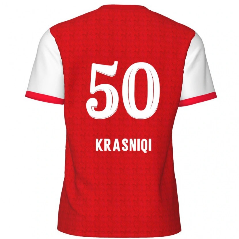 Danxen Mujer Camiseta Laurit Krasniqi #50 Rojo Blanco 1ª Equipación 2024/25 La Camisa