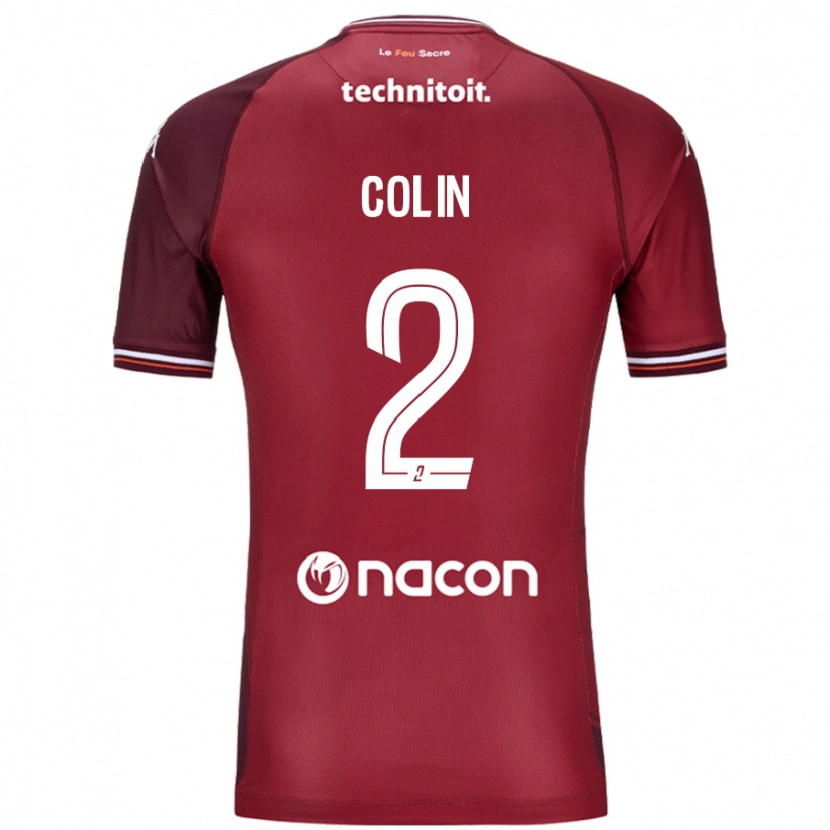 Danxen Mujer Camiseta Maxime Colin #2 Rojo Granata 1ª Equipación 2024/25 La Camisa