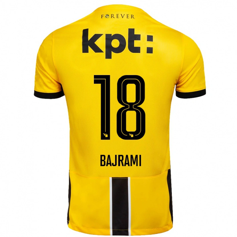 Danxen Mujer Camiseta Ardian Bajrami #18 Amarillo Negro 1ª Equipación 2024/25 La Camisa