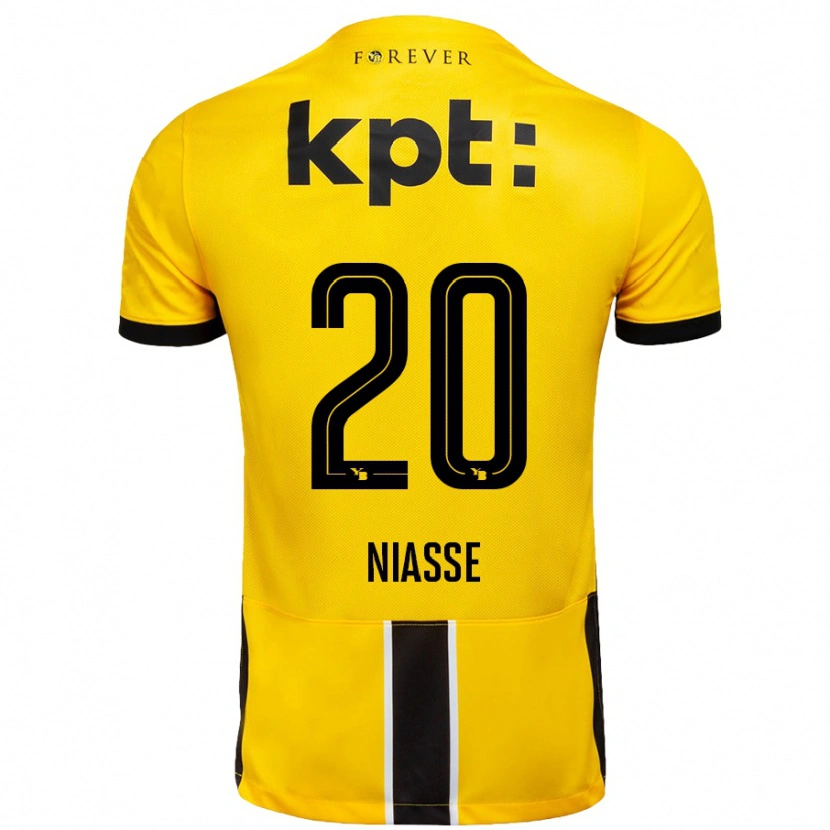 Danxen Mujer Camiseta Cheikh Niasse #20 Amarillo Negro 1ª Equipación 2024/25 La Camisa