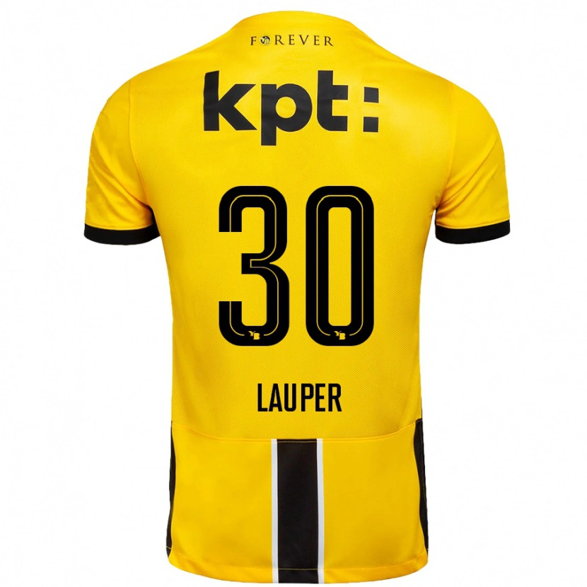 Danxen Mujer Camiseta Sandro Lauper #30 Amarillo Negro 1ª Equipación 2024/25 La Camisa