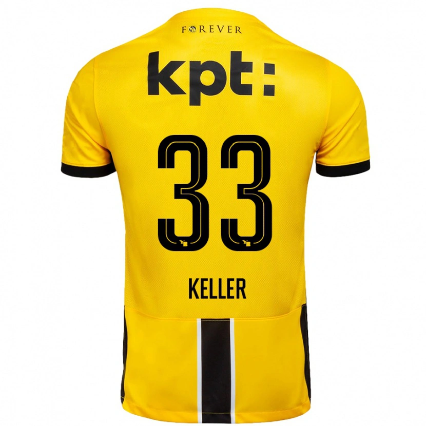Danxen Mujer Camiseta Marvin Keller #33 Amarillo Negro 1ª Equipación 2024/25 La Camisa
