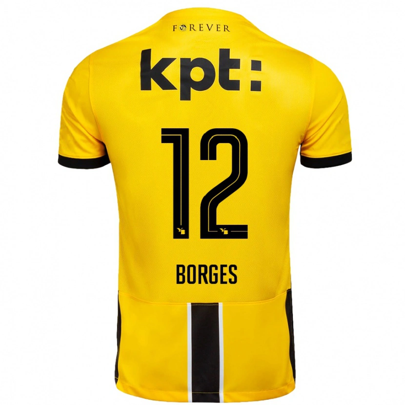Danxen Mujer Camiseta David Borges #12 Amarillo Negro 1ª Equipación 2024/25 La Camisa