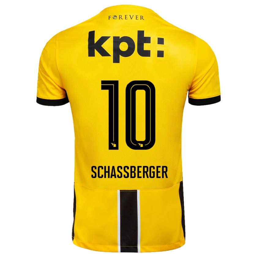 Danxen Mujer Camiseta Julia Schassberger #10 Amarillo Negro 1ª Equipación 2024/25 La Camisa
