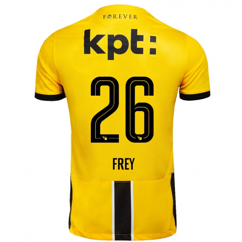 Danxen Mujer Camiseta Laura Frey #26 Amarillo Negro 1ª Equipación 2024/25 La Camisa