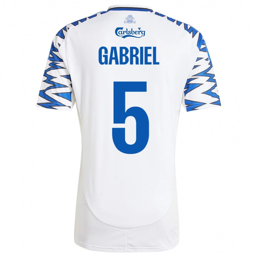 Danxen Mujer Camiseta Gabriel Pereira #5 Blanco Azul Cielo 1ª Equipación 2024/25 La Camisa