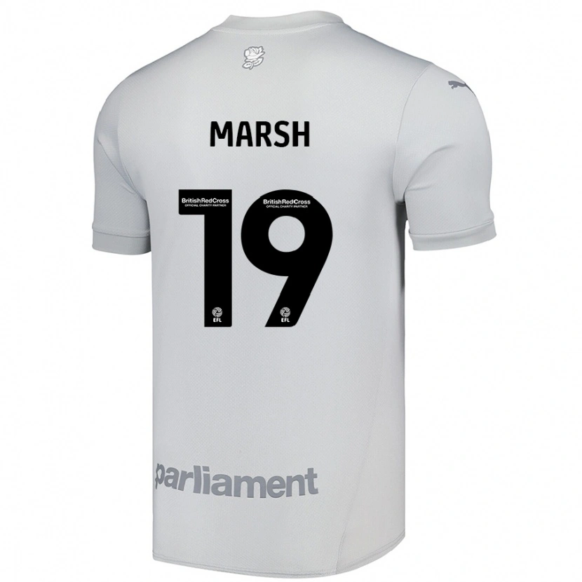 Danxen Mujer Camiseta Aiden Marsh #19 Gris Plata 2ª Equipación 2024/25 La Camisa