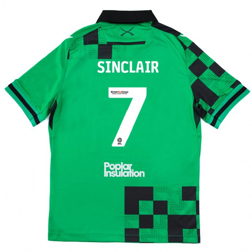Danxen Mujer Camiseta Scott Sinclair #7 Verde Negro 2ª Equipación 2024/25 La Camisa