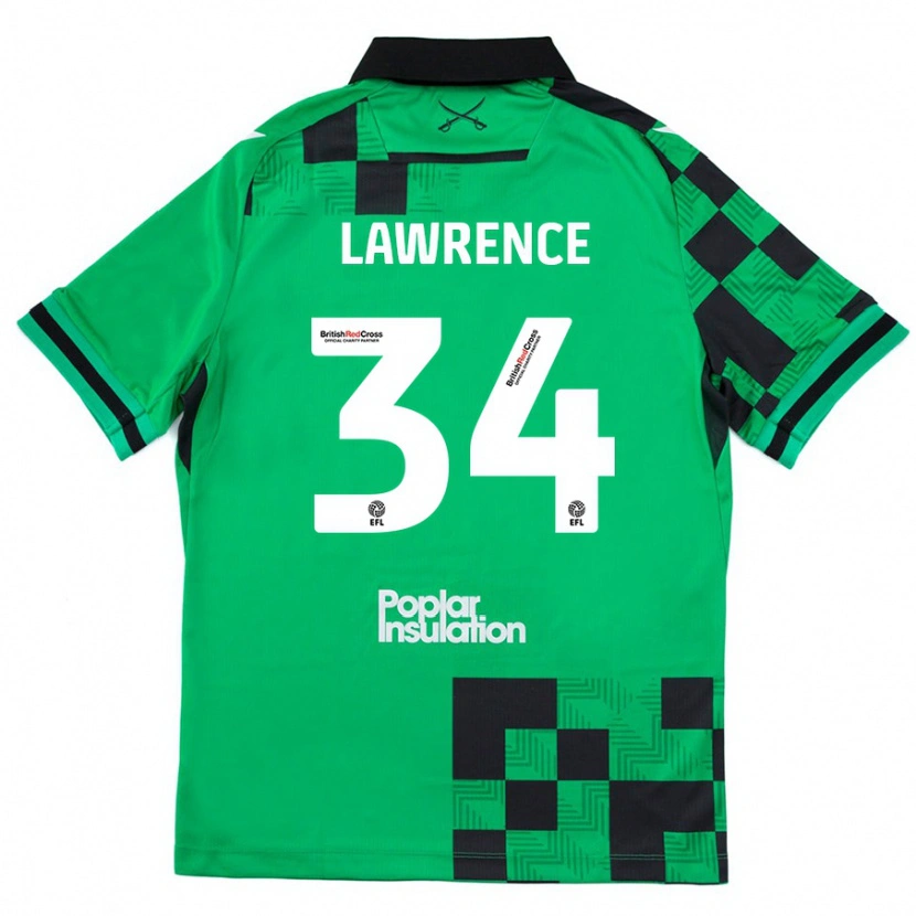 Danxen Mujer Camiseta Jerry Lawrence #34 Verde Negro 2ª Equipación 2024/25 La Camisa