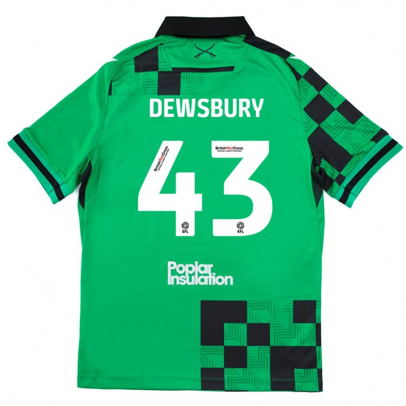 Danxen Mujer Camiseta Ollie Dewsbury #43 Verde Negro 2ª Equipación 2024/25 La Camisa