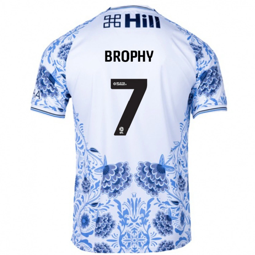 Danxen Mujer Camiseta James Brophy #7 Blanco Azul 2ª Equipación 2024/25 La Camisa