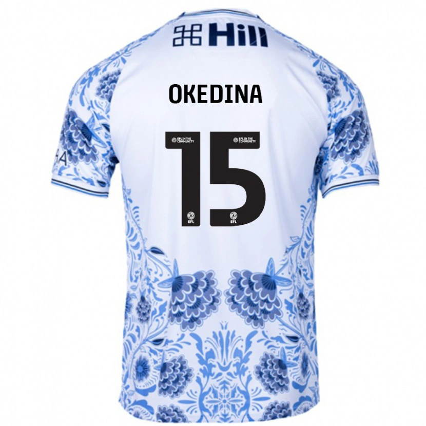 Danxen Mujer Camiseta Jubril Okedina #15 Blanco Azul 2ª Equipación 2024/25 La Camisa