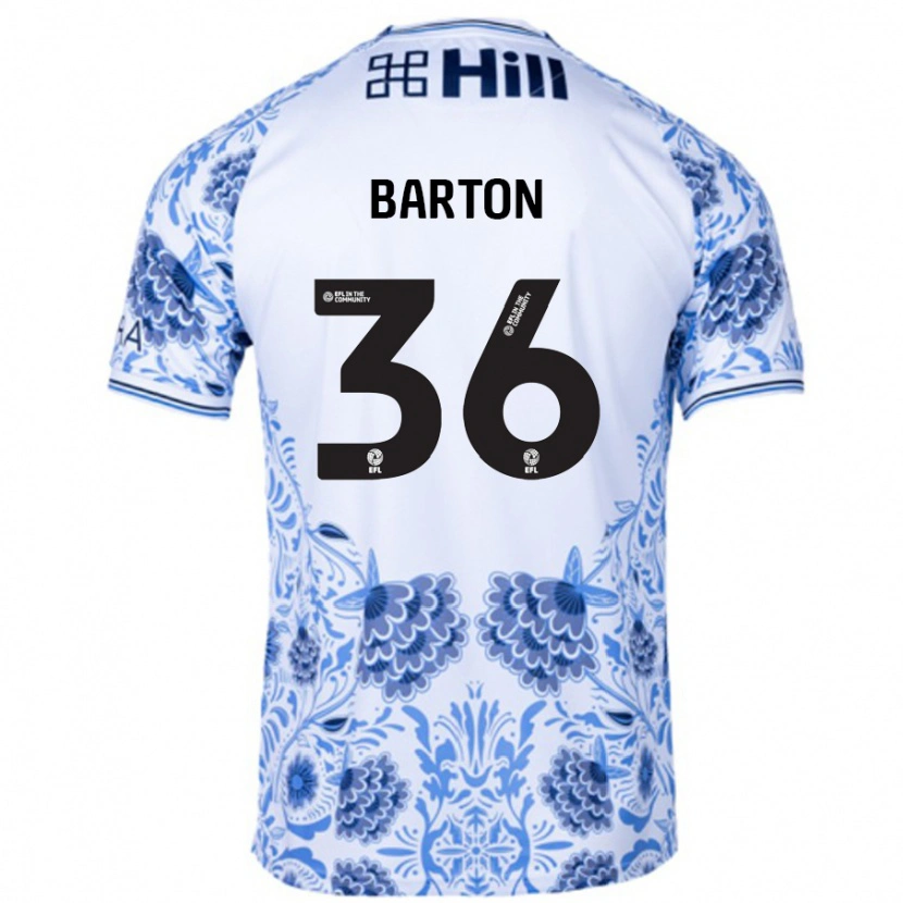 Danxen Mujer Camiseta Dan Barton #36 Blanco Azul 2ª Equipación 2024/25 La Camisa