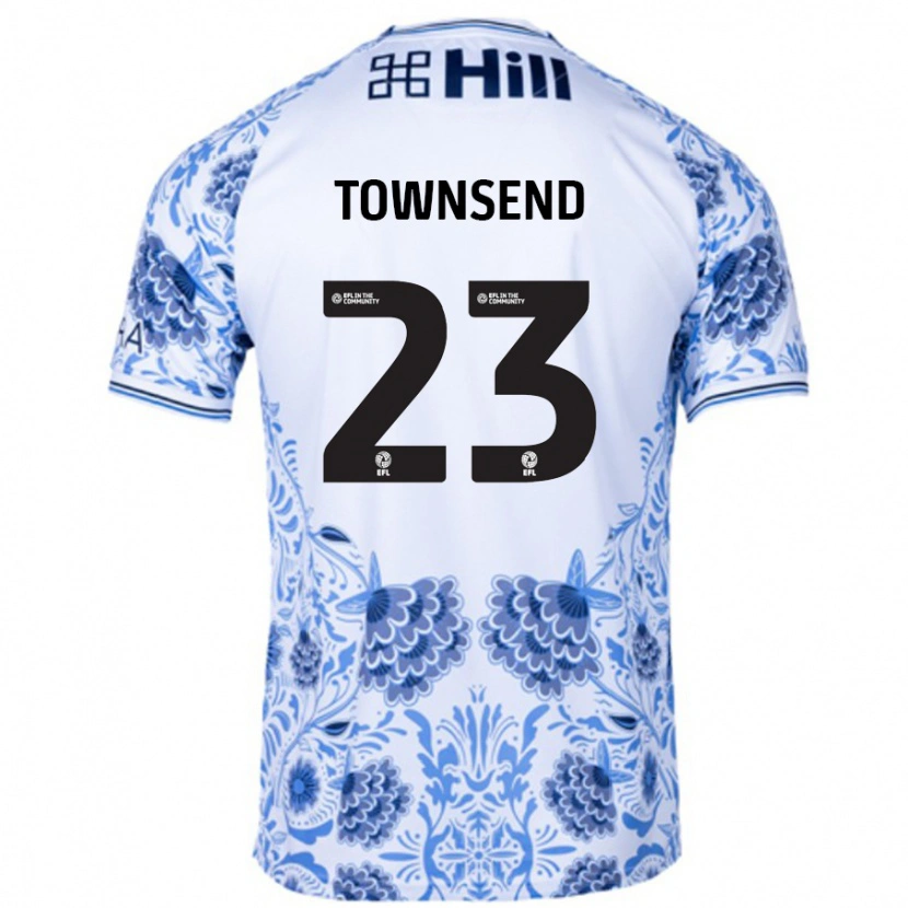 Danxen Mujer Camiseta Eleanor Townsend #23 Blanco Azul 2ª Equipación 2024/25 La Camisa