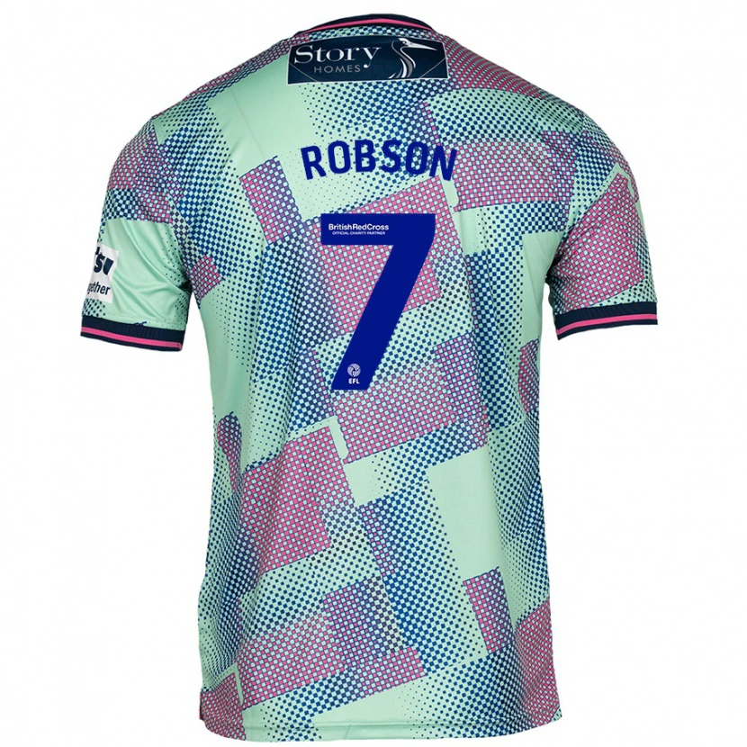 Danxen Mujer Camiseta Ethan Robson #7 Verde 2ª Equipación 2024/25 La Camisa