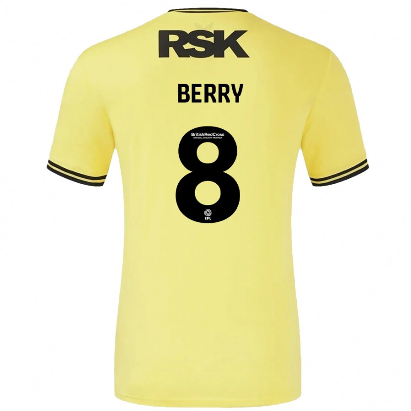 Danxen Mujer Camiseta Luke Berry #8 Amarillo Negro 2ª Equipación 2024/25 La Camisa