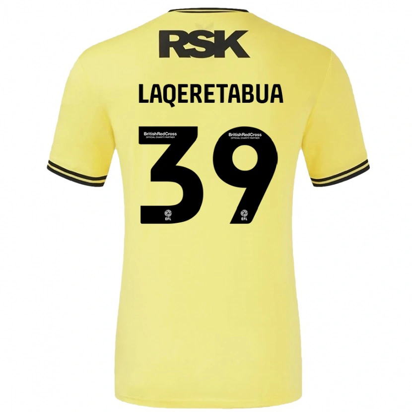 Danxen Mujer Camiseta Josh Laqeretabua #39 Amarillo Negro 2ª Equipación 2024/25 La Camisa