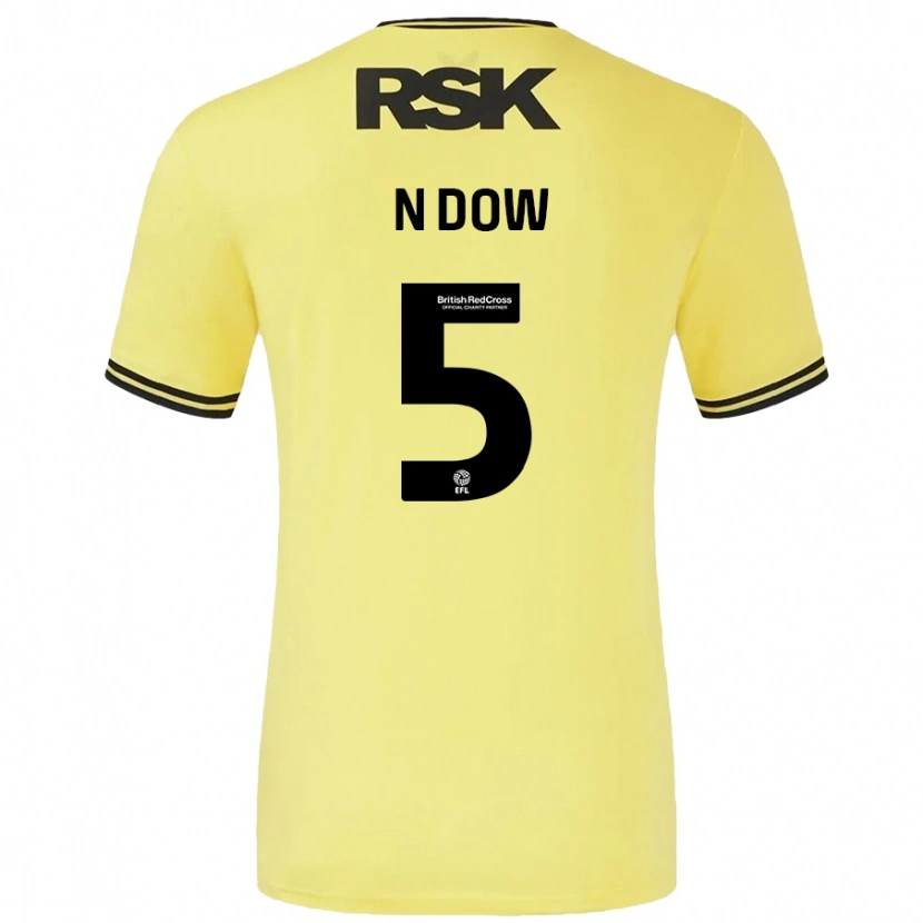 Danxen Mujer Camiseta Elisha N'dow #5 Amarillo Negro 2ª Equipación 2024/25 La Camisa