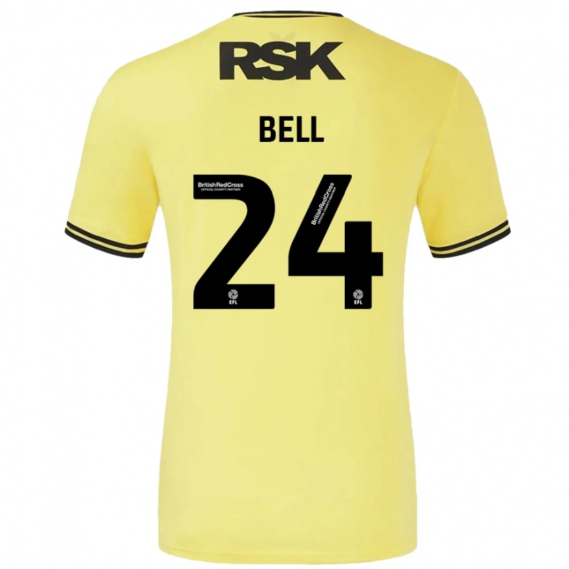 Danxen Mujer Camiseta Taylor Bell #24 Amarillo Negro 2ª Equipación 2024/25 La Camisa