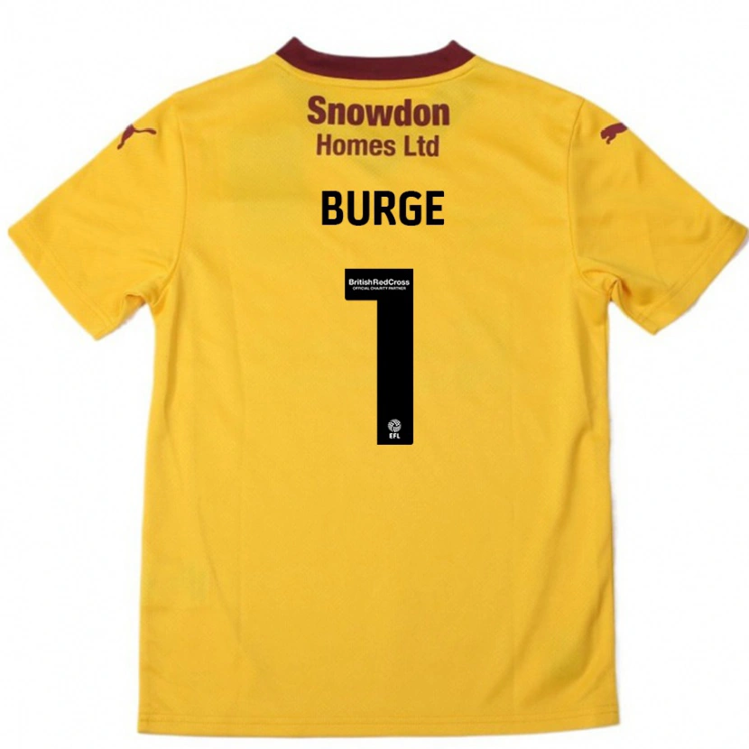 Danxen Mujer Camiseta Lee Burge #1 Naranja Borgoña 2ª Equipación 2024/25 La Camisa