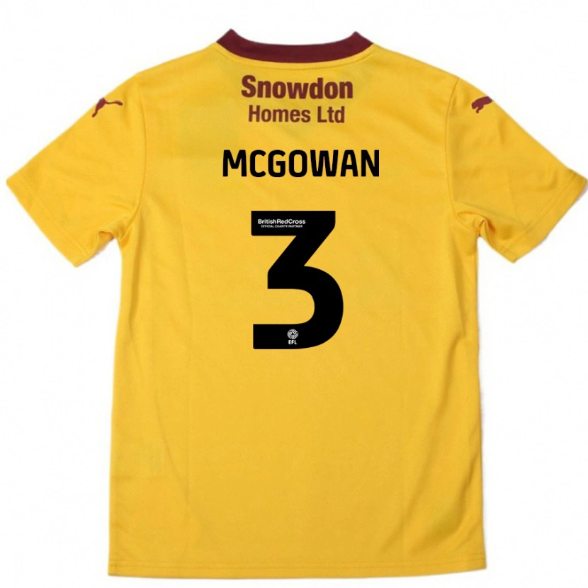 Danxen Mujer Camiseta Aaron Mcgowan #3 Naranja Borgoña 2ª Equipación 2024/25 La Camisa