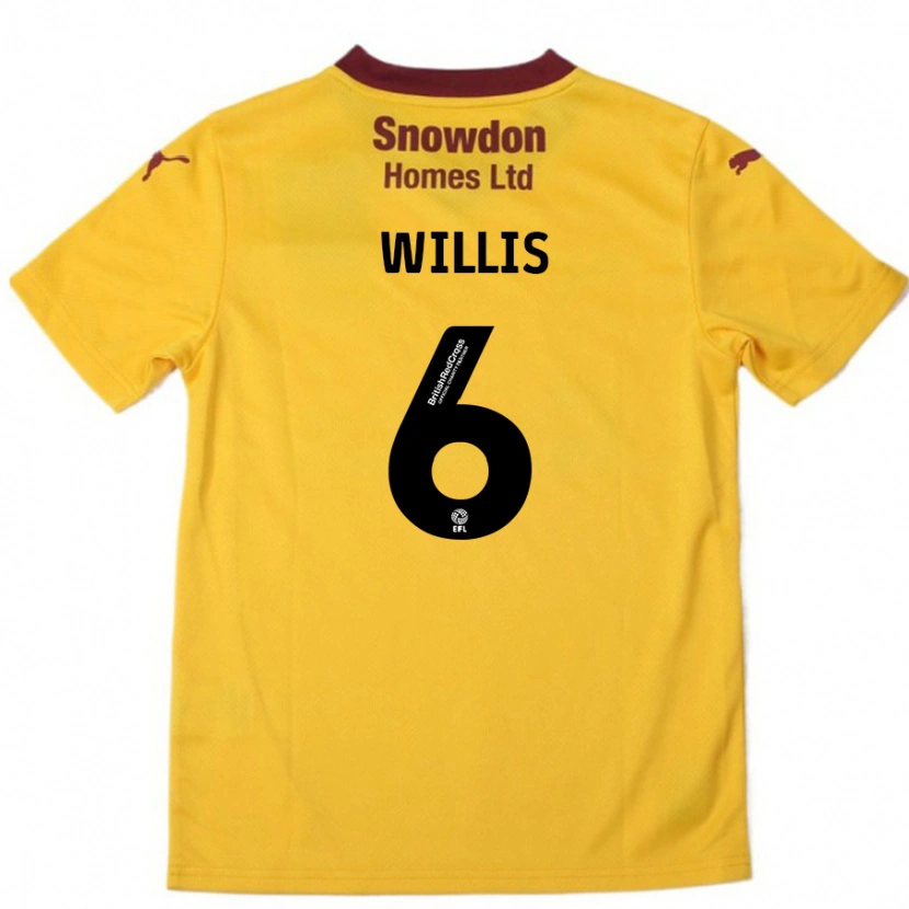 Danxen Mujer Camiseta Jordan Willis #6 Naranja Borgoña 2ª Equipación 2024/25 La Camisa