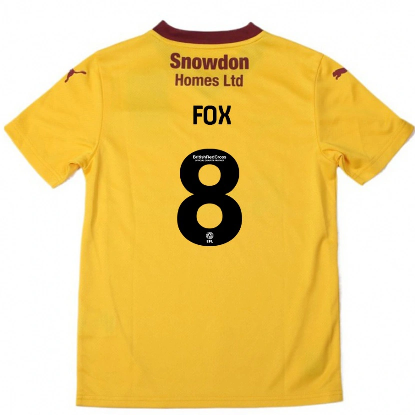 Danxen Mujer Camiseta Ben Fox #8 Naranja Borgoña 2ª Equipación 2024/25 La Camisa