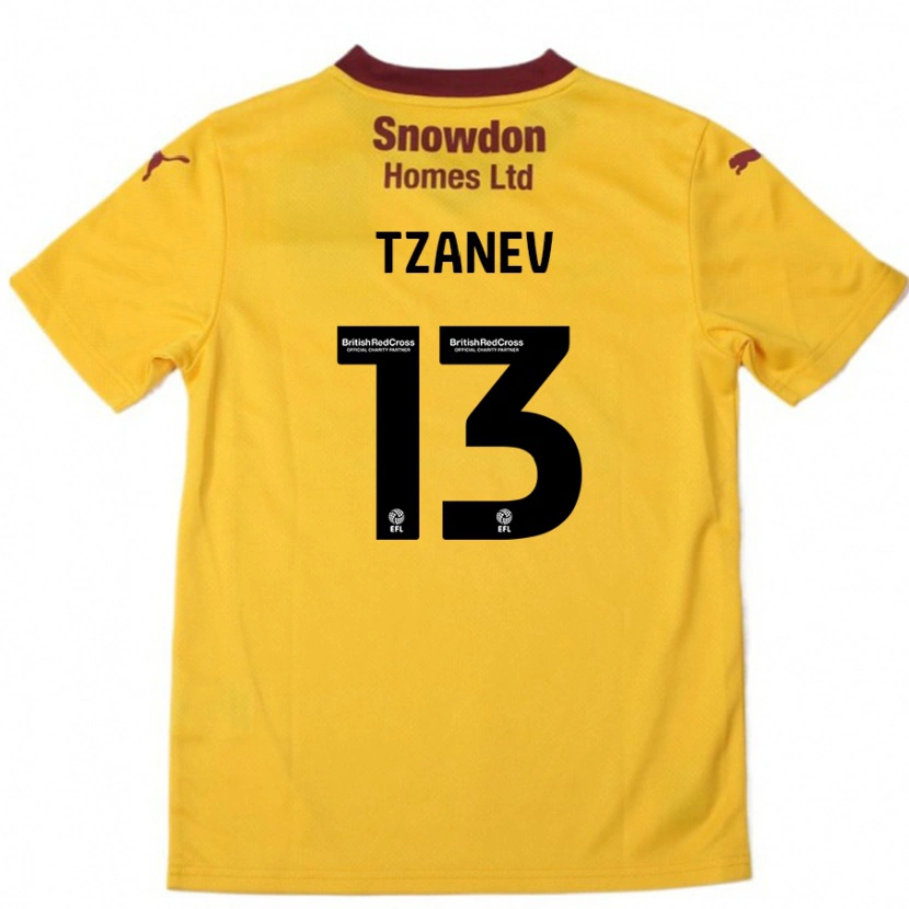Danxen Mujer Camiseta Nik Tzanev #13 Naranja Borgoña 2ª Equipación 2024/25 La Camisa