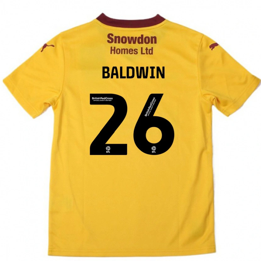 Danxen Mujer Camiseta Jack Baldwin #26 Naranja Borgoña 2ª Equipación 2024/25 La Camisa