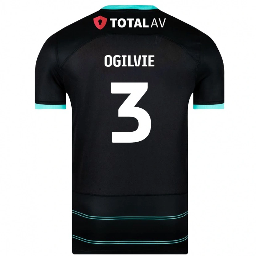 Danxen Mujer Camiseta Connor Ogilvie #3 Negro 2ª Equipación 2024/25 La Camisa
