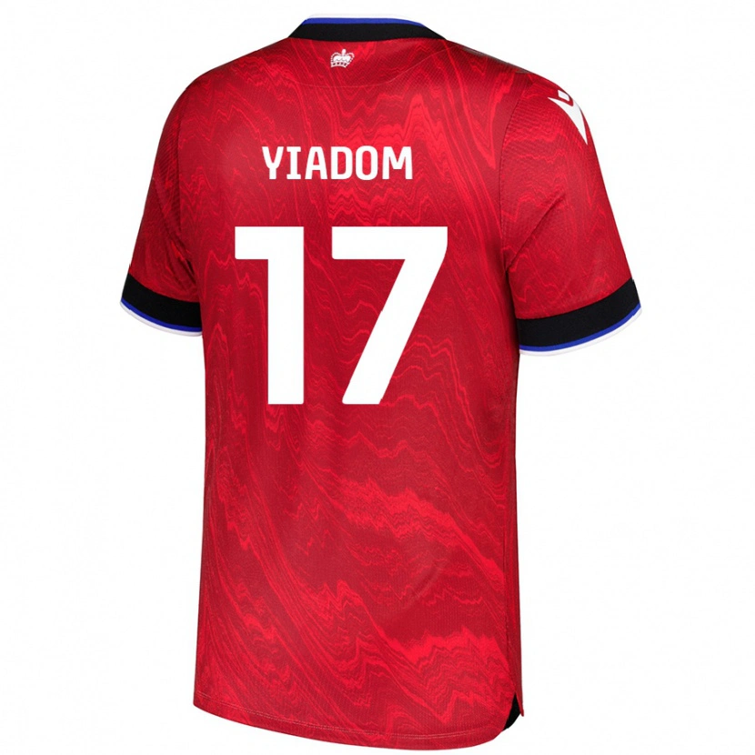 Danxen Mujer Camiseta Andy Yiadom #17 Rojo Negro 2ª Equipación 2024/25 La Camisa