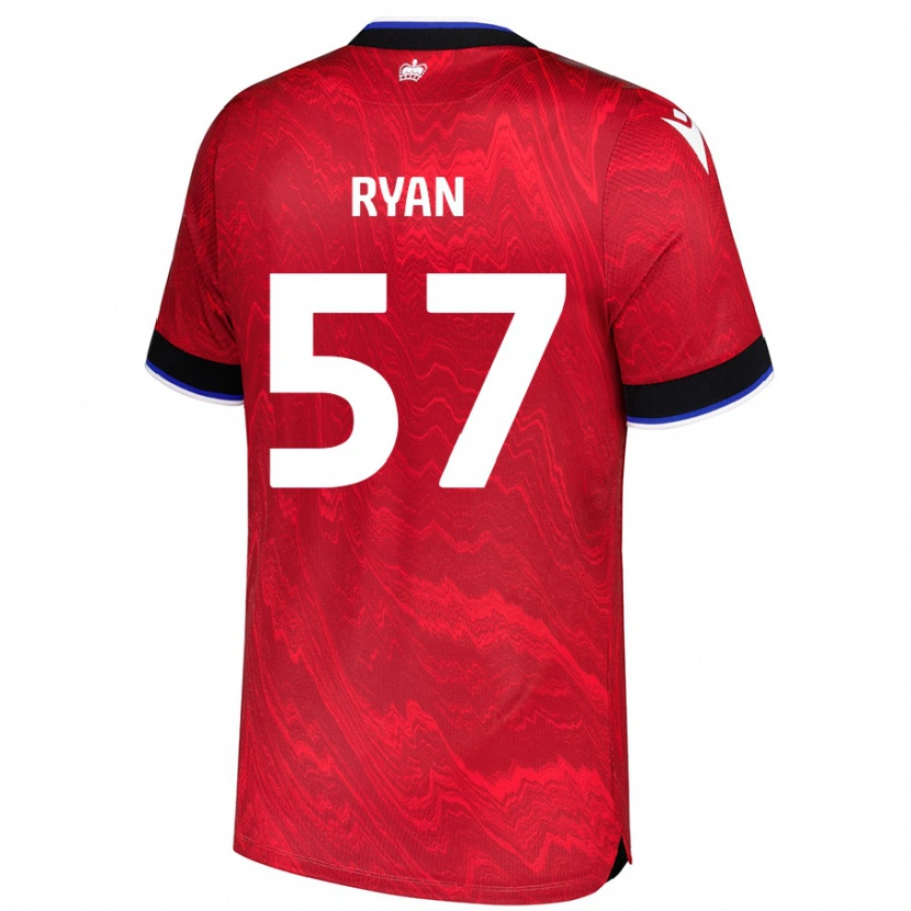 Danxen Mujer Camiseta John Ryan #57 Rojo Negro 2ª Equipación 2024/25 La Camisa