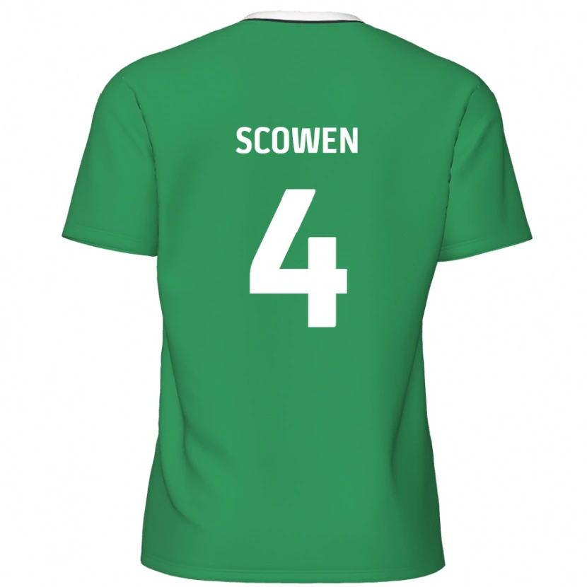 Danxen Mujer Camiseta Josh Scowen #4 Verde Rayas Blancas 2ª Equipación 2024/25 La Camisa