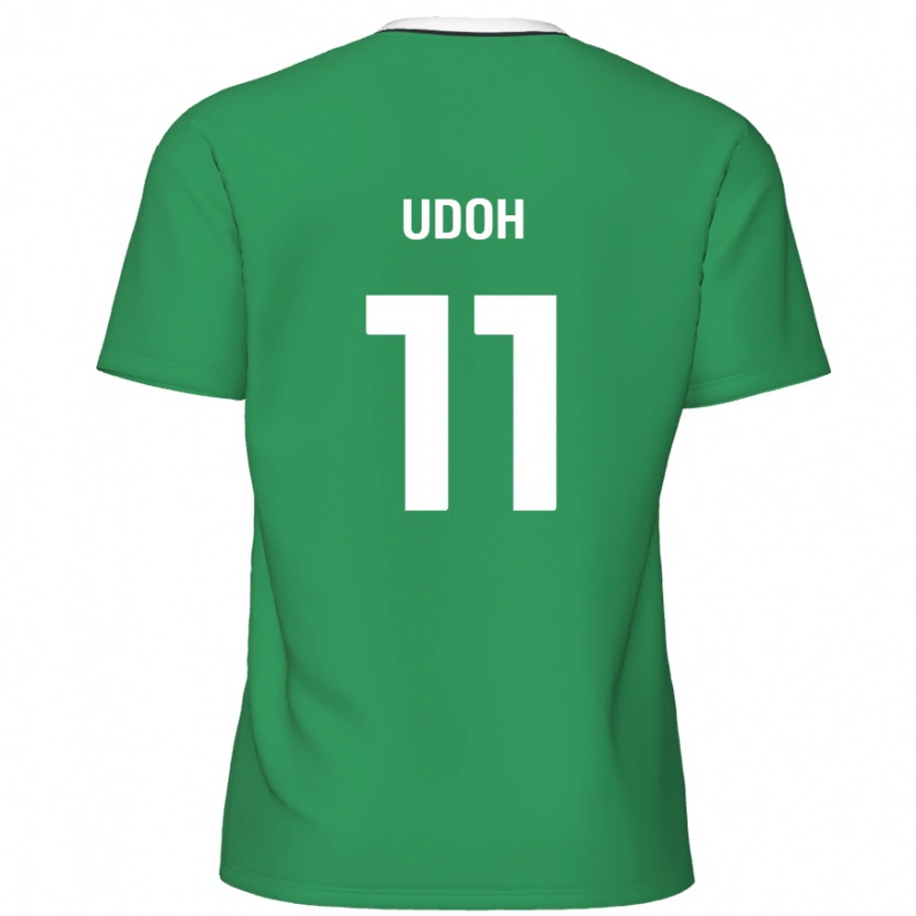 Danxen Mujer Camiseta Daniel Udoh #11 Verde Rayas Blancas 2ª Equipación 2024/25 La Camisa
