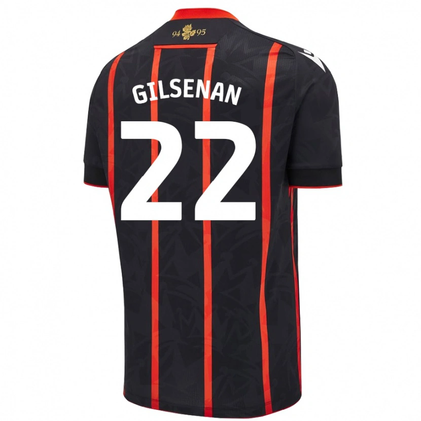 Danxen Mujer Camiseta Zak Gilsenan #22 Negro Rojo 2ª Equipación 2024/25 La Camisa