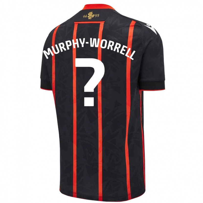 Danxen Mujer Camiseta Paul Murphy-Worrell #0 Negro Rojo 2ª Equipación 2024/25 La Camisa