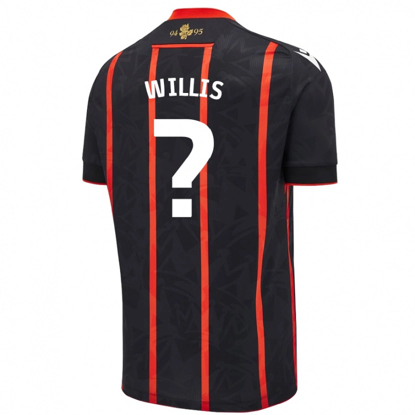 Danxen Mujer Camiseta Nathan Willis #0 Negro Rojo 2ª Equipación 2024/25 La Camisa