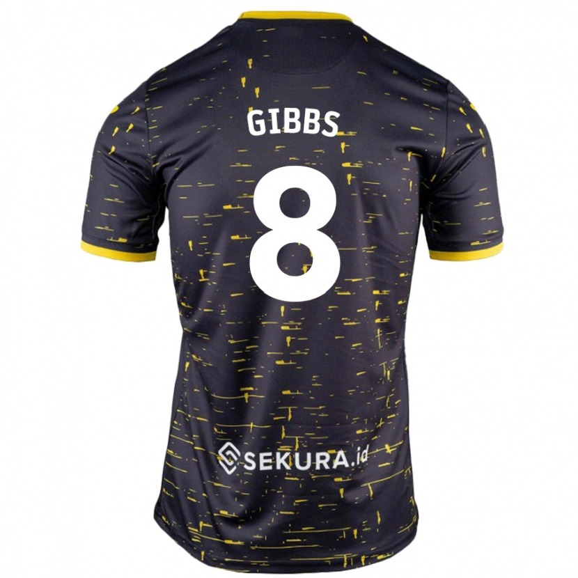 Danxen Mujer Camiseta Liam Gibbs #8 Negro Amarillo 2ª Equipación 2024/25 La Camisa