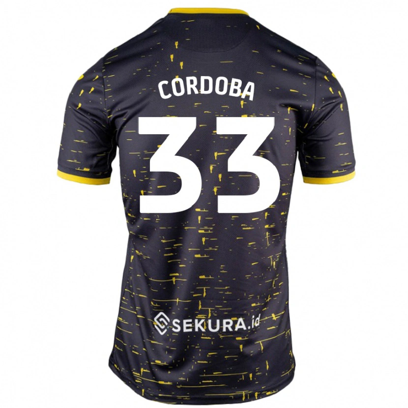 Danxen Mujer Camiseta José Córdoba #33 Negro Amarillo 2ª Equipación 2024/25 La Camisa