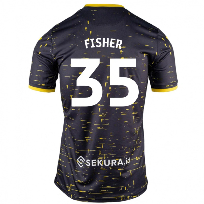Danxen Mujer Camiseta Kellen Fisher #35 Negro Amarillo 2ª Equipación 2024/25 La Camisa