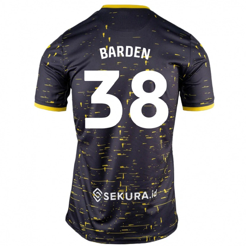 Danxen Mujer Camiseta Daniel Barden #38 Negro Amarillo 2ª Equipación 2024/25 La Camisa