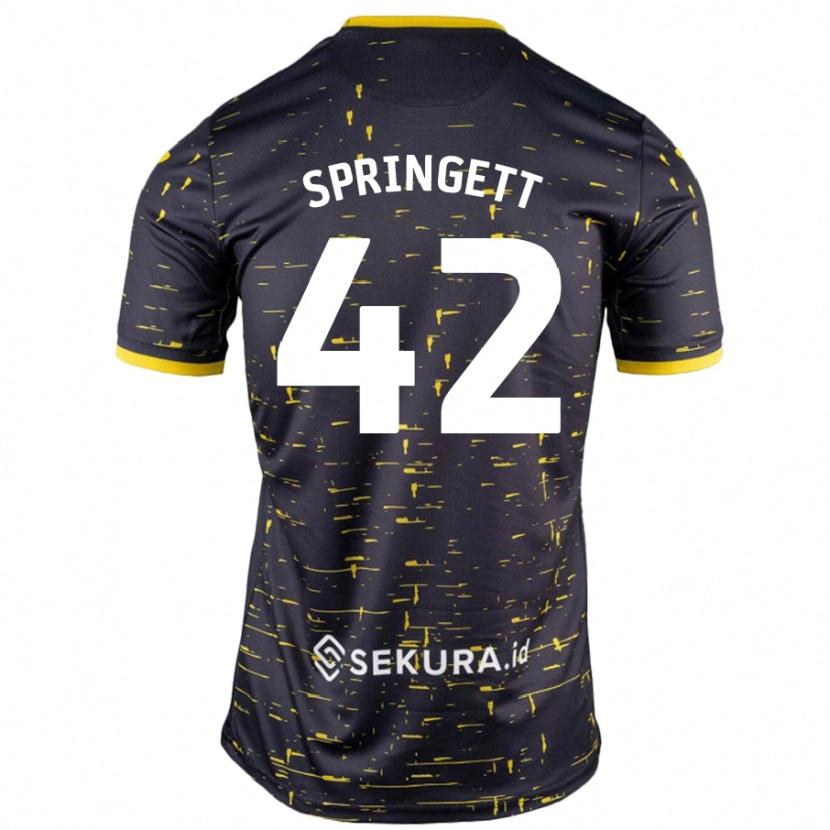 Danxen Mujer Camiseta Tony Springett #42 Negro Amarillo 2ª Equipación 2024/25 La Camisa